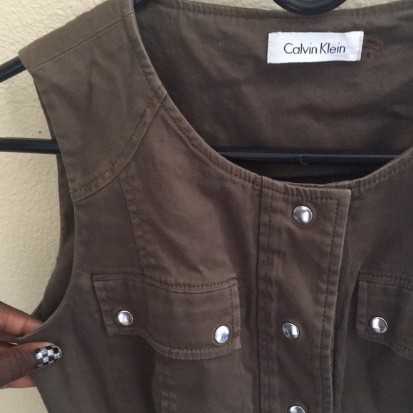 Green Calvin Klein Button up Dress - Picture 3 of 5